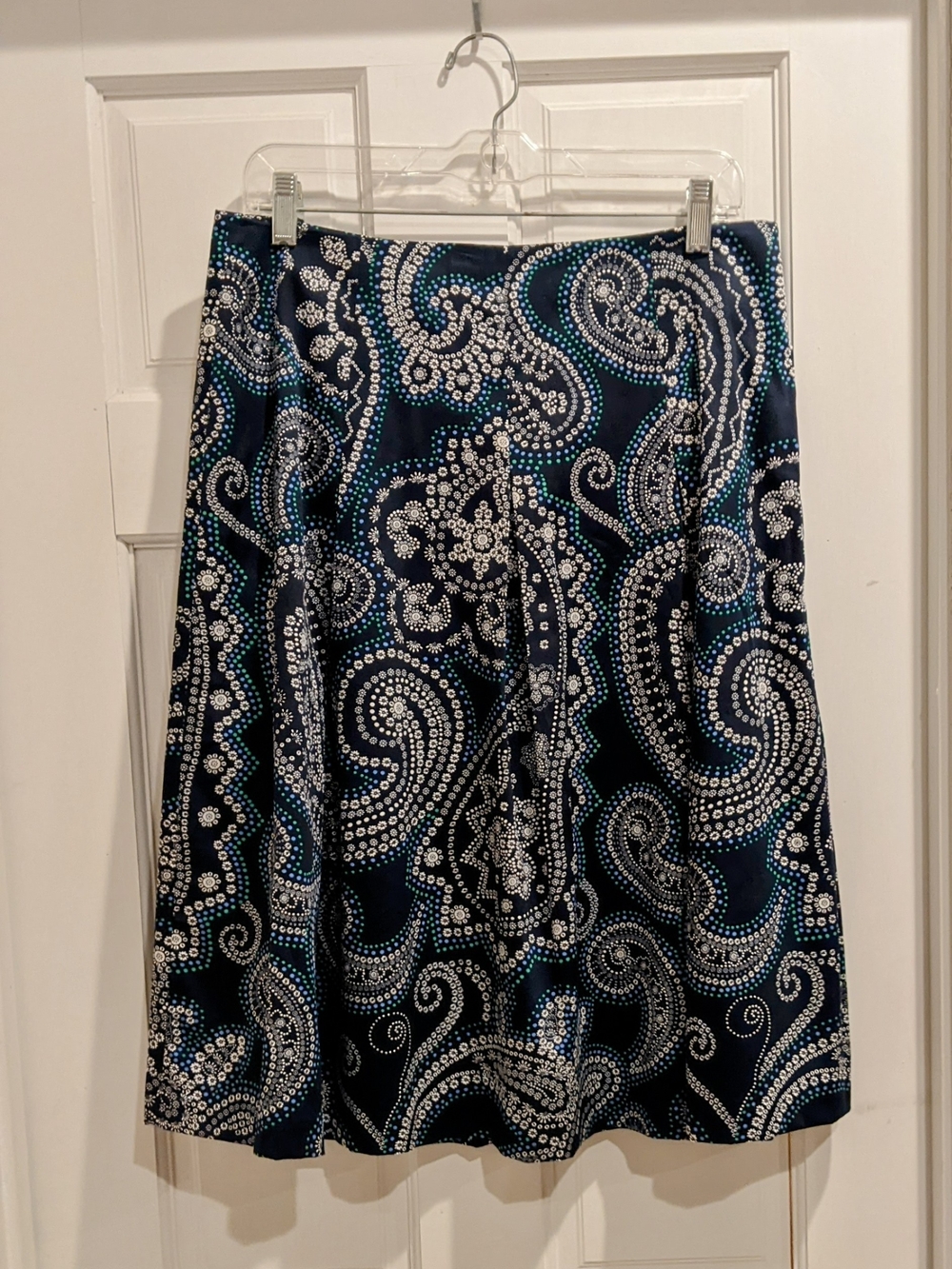 Navy Paisley Fit And Flare Knee Length Talbot Skirt Size 10 New